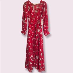 Red flower maxi dress